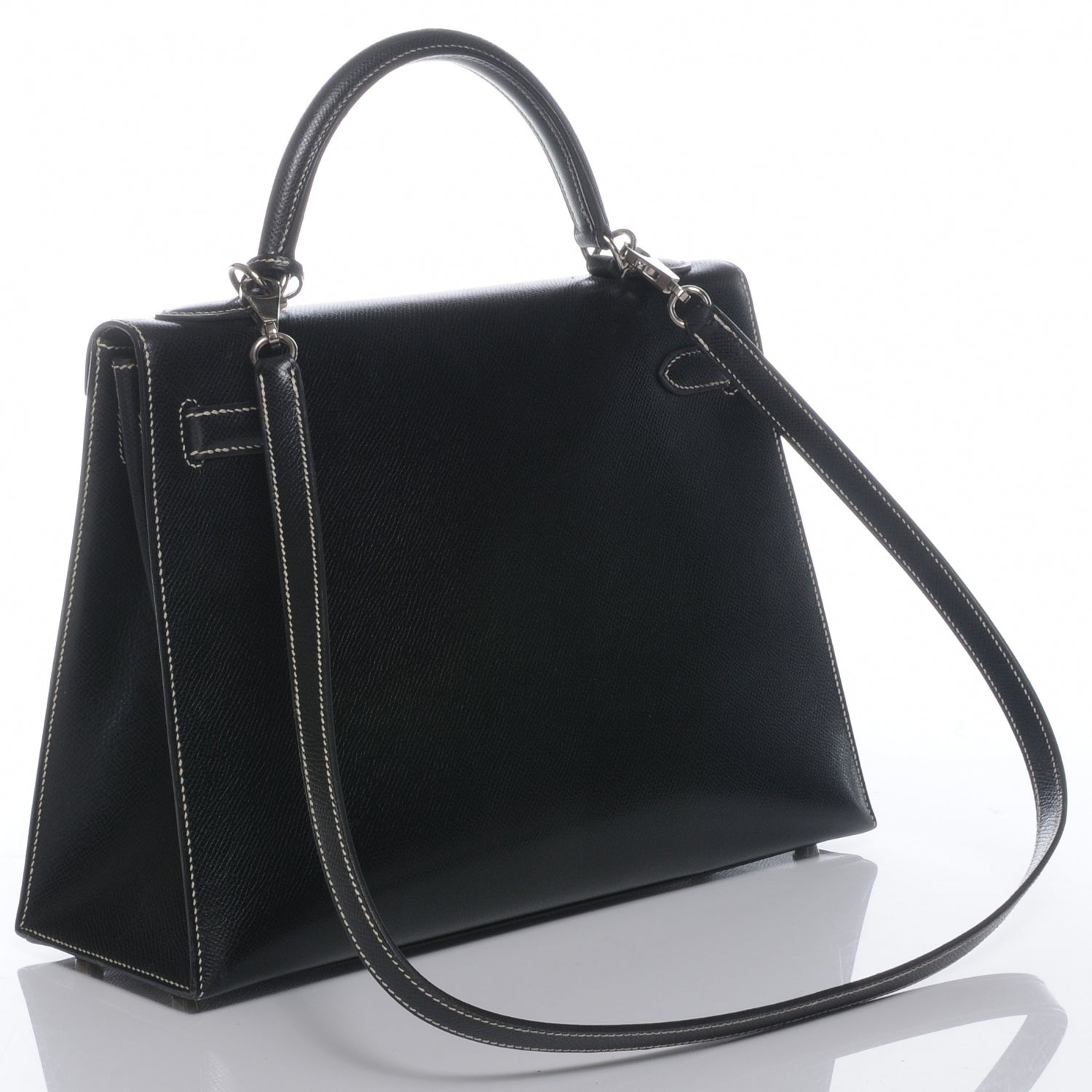 Hermes Veau Grain Lisse Kelly Sellier 32 Black 3 of 10
