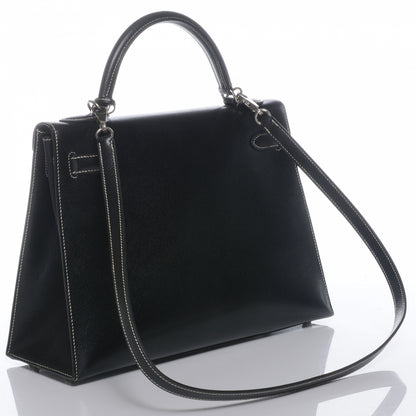 Hermes Veau Grain Lisse Kelly Sellier 32 Black 3 of 10