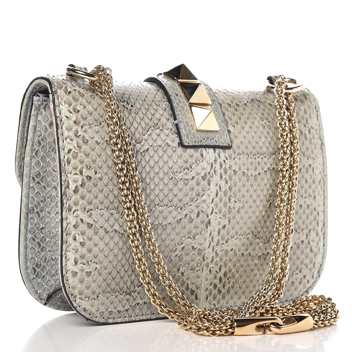 Python Small Glam Lock Rockstud Flap Light Blue