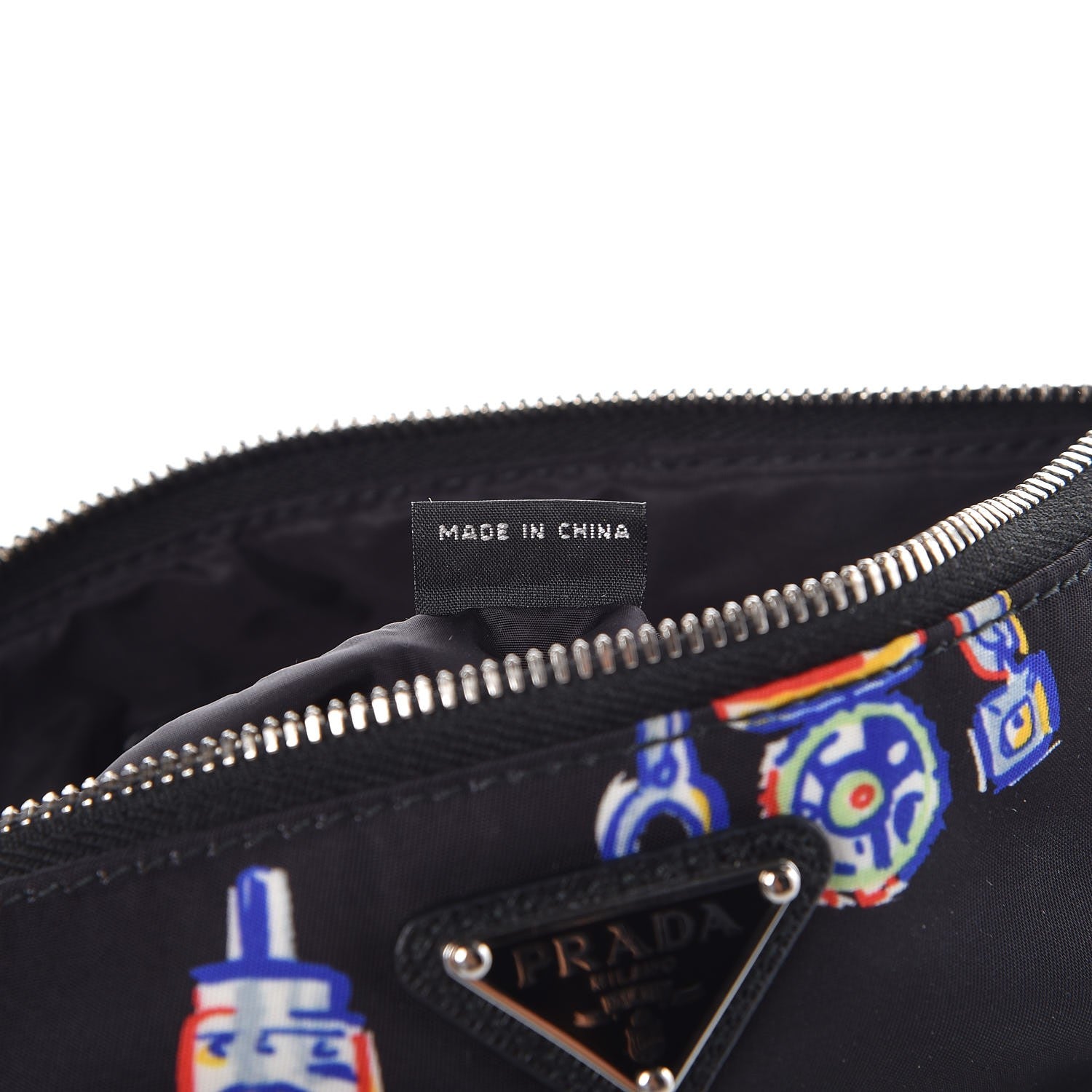 Prada Tessuto Nylon Robot Wristlet Pouch Black 7 of 8