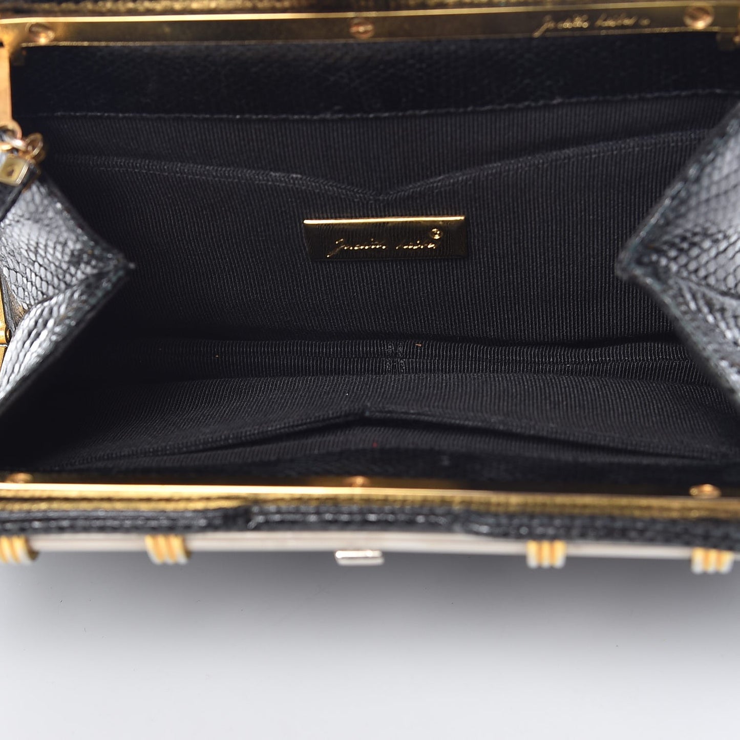 Snakeskin Pleated Evening Bag Black