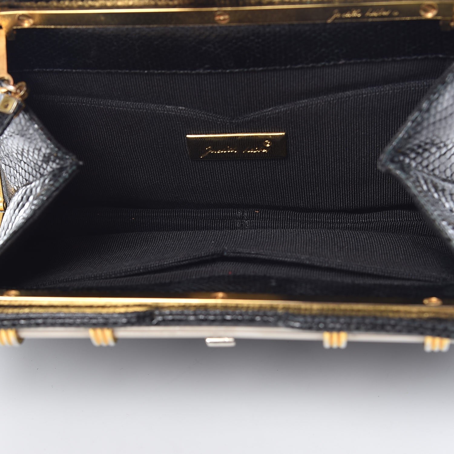 Judith Leiber Snakeskin Pleated Evening Bag Black 5 of 8