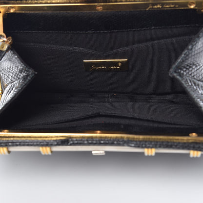 Judith Leiber Snakeskin Pleated Evening Bag Black 5 of 8