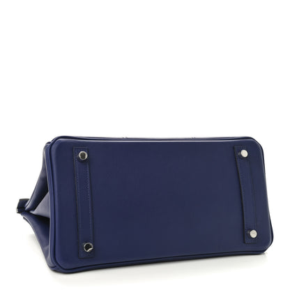 Hermes Swift Epsom Tressage Birkin 30 Bleu Encre Bleu Du Nord Gold 4 of 10