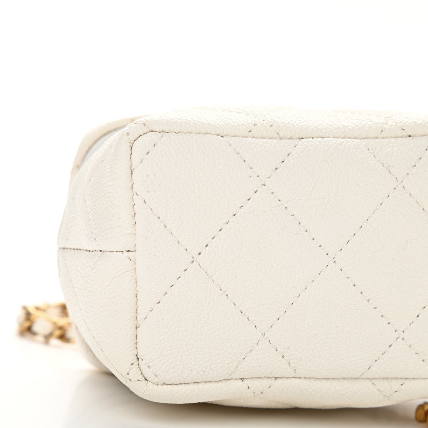 Caviar Quilted Mini Top Handle Vanity With Chain White