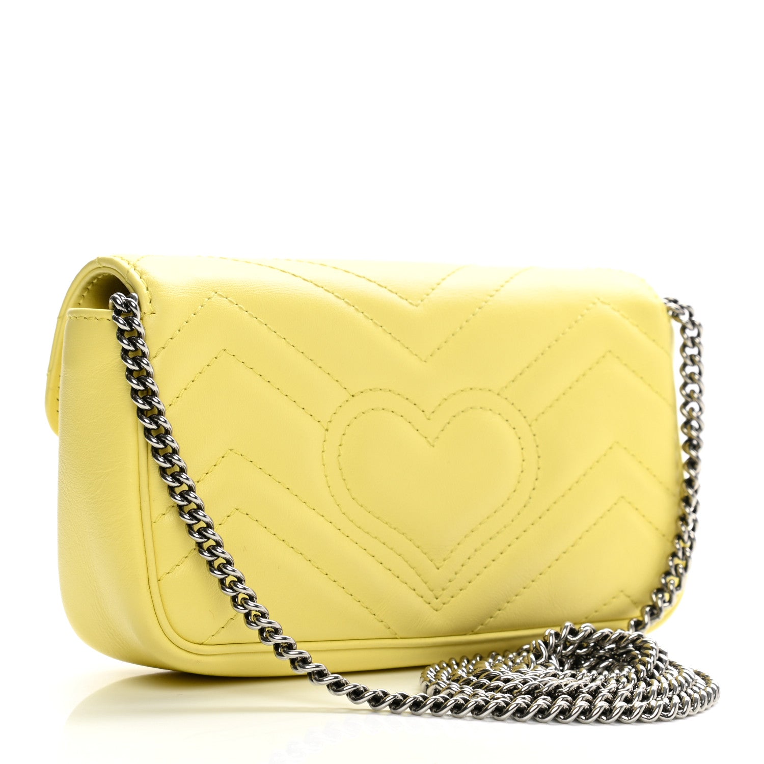 Gucci Calfskin Matelasse Super Mini GG Marmont Shoulder Bag Banana 2 of 10