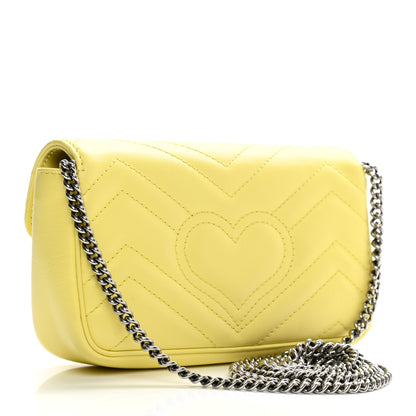 Gucci Calfskin Matelasse Super Mini GG Marmont Shoulder Bag Banana 2 of 10