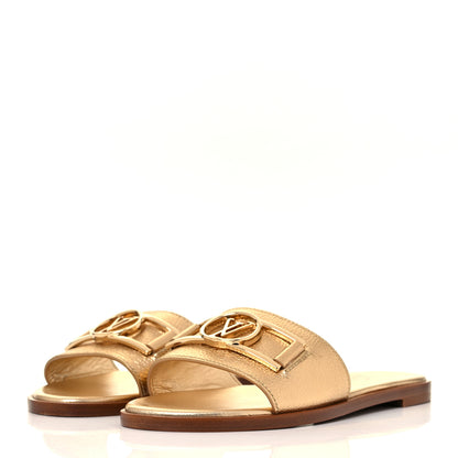 Louis Vuitton Metallic Calfskin Lock It Flat Mule 36 Gold 3 of 8