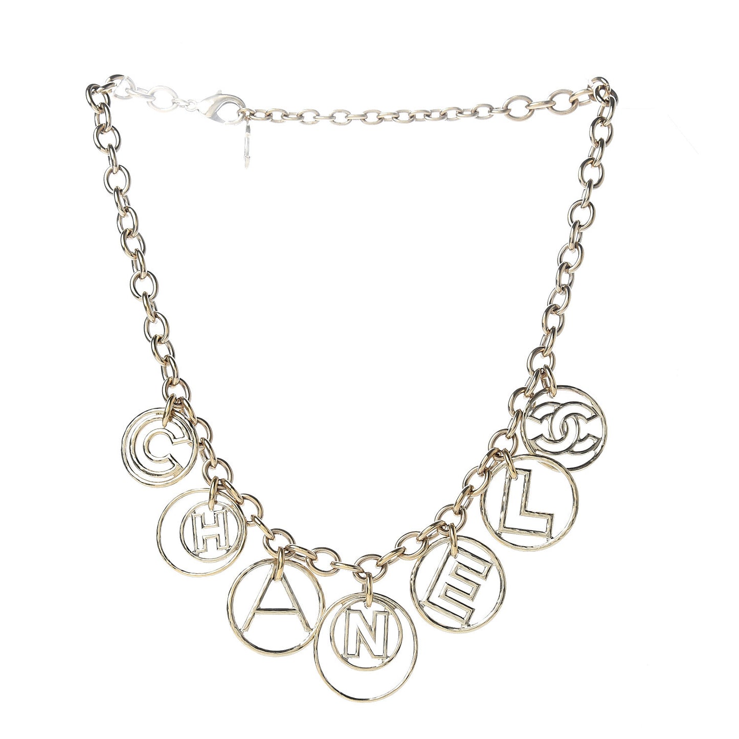 Metal Hoop Cuba Logo Necklace Gold