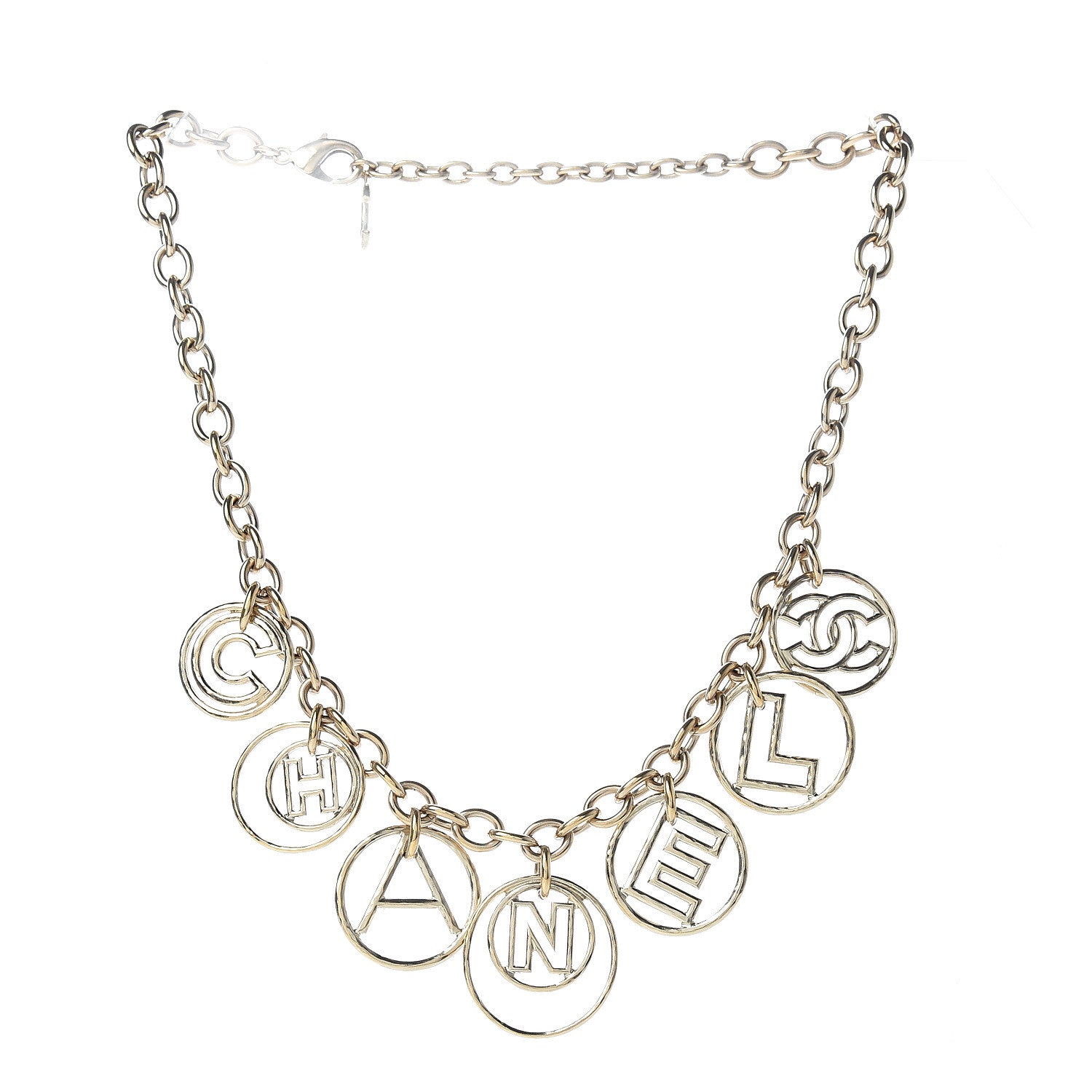 Chanel Metal Hoop Cuba Logo Necklace Gold 2 of 4