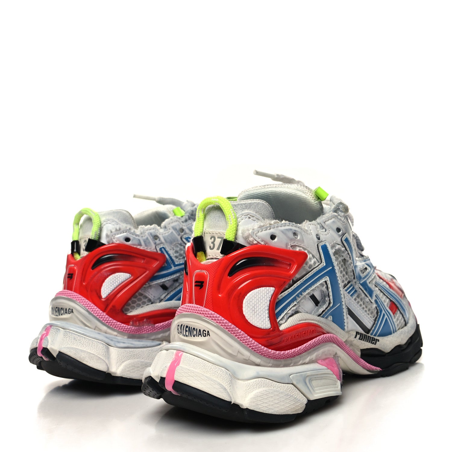 Balenciaga Mesh Rubber Womens Runner Sneakers 37 White Red Blue Pink 4 of 10