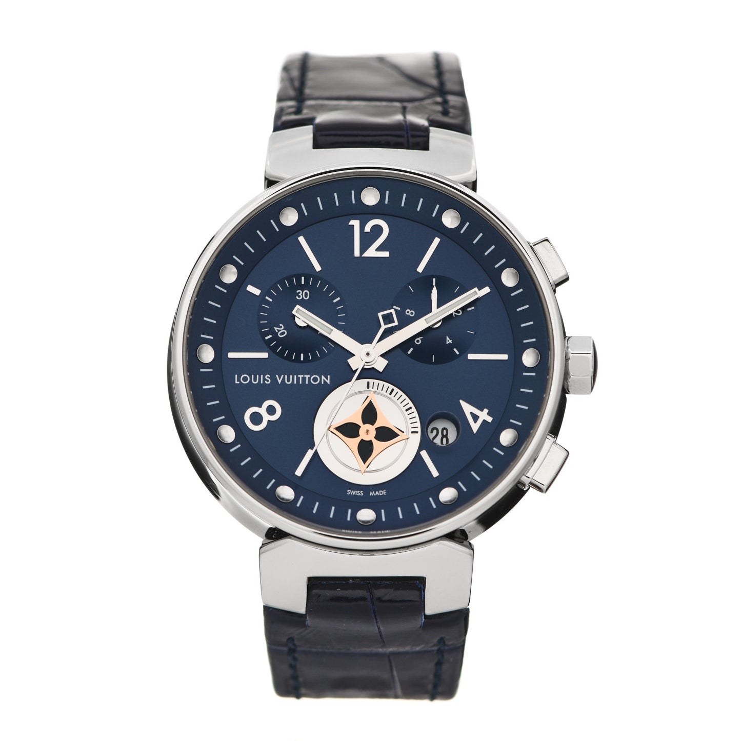 Stainless Steel Alligator 28mm Tambour Lovely Cup Quartz Watch Blue