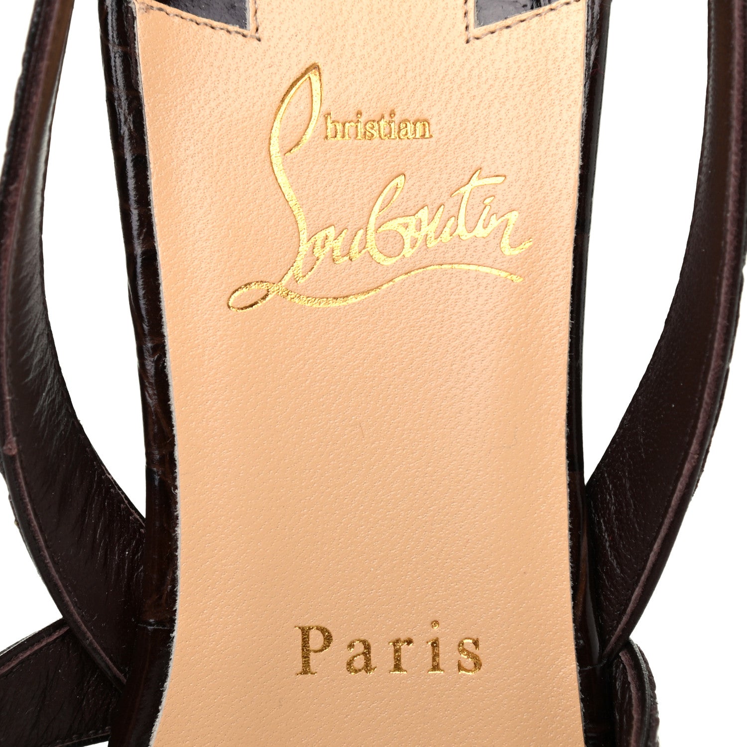 Christian Louboutin Calfskin Crocodile Embossed Taralita 85 Thong Sandals 41 Brown 7 of 7