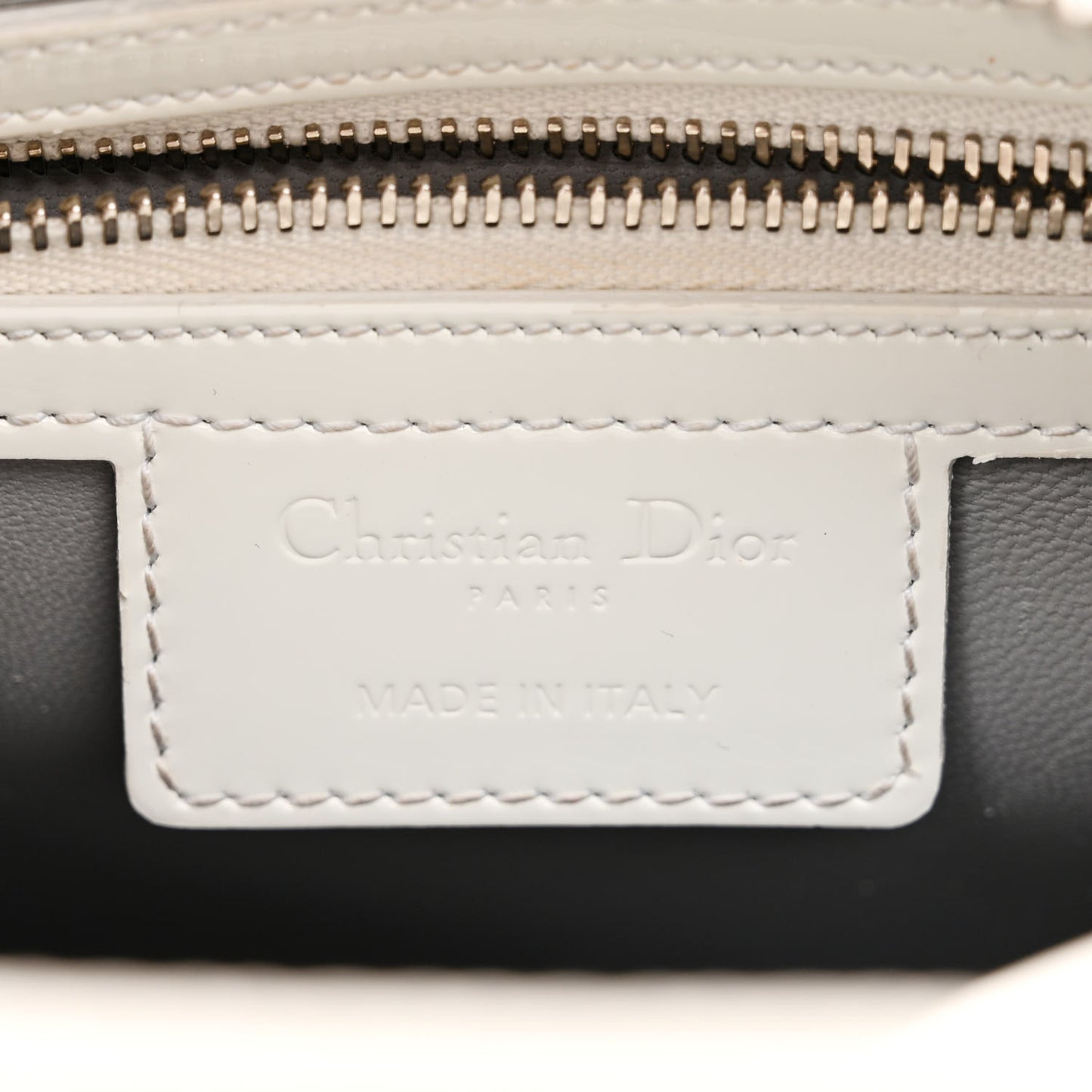 Patent Micro-Cannage Medium Lady Dior White