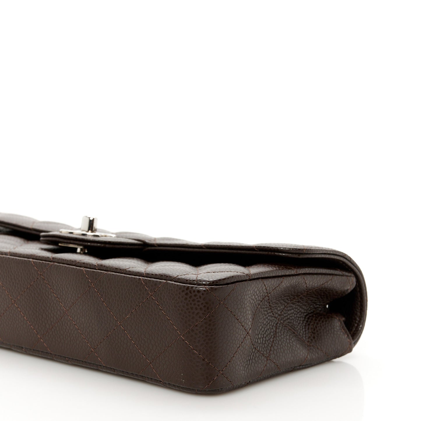 Caviar Quilted East West Flap Dark Brown