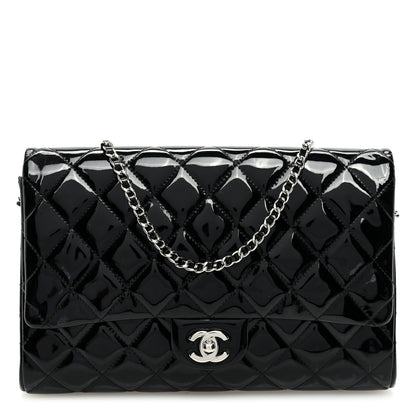Chanel Patent Quilted Clutch with Chain Flap Black 1 of 10