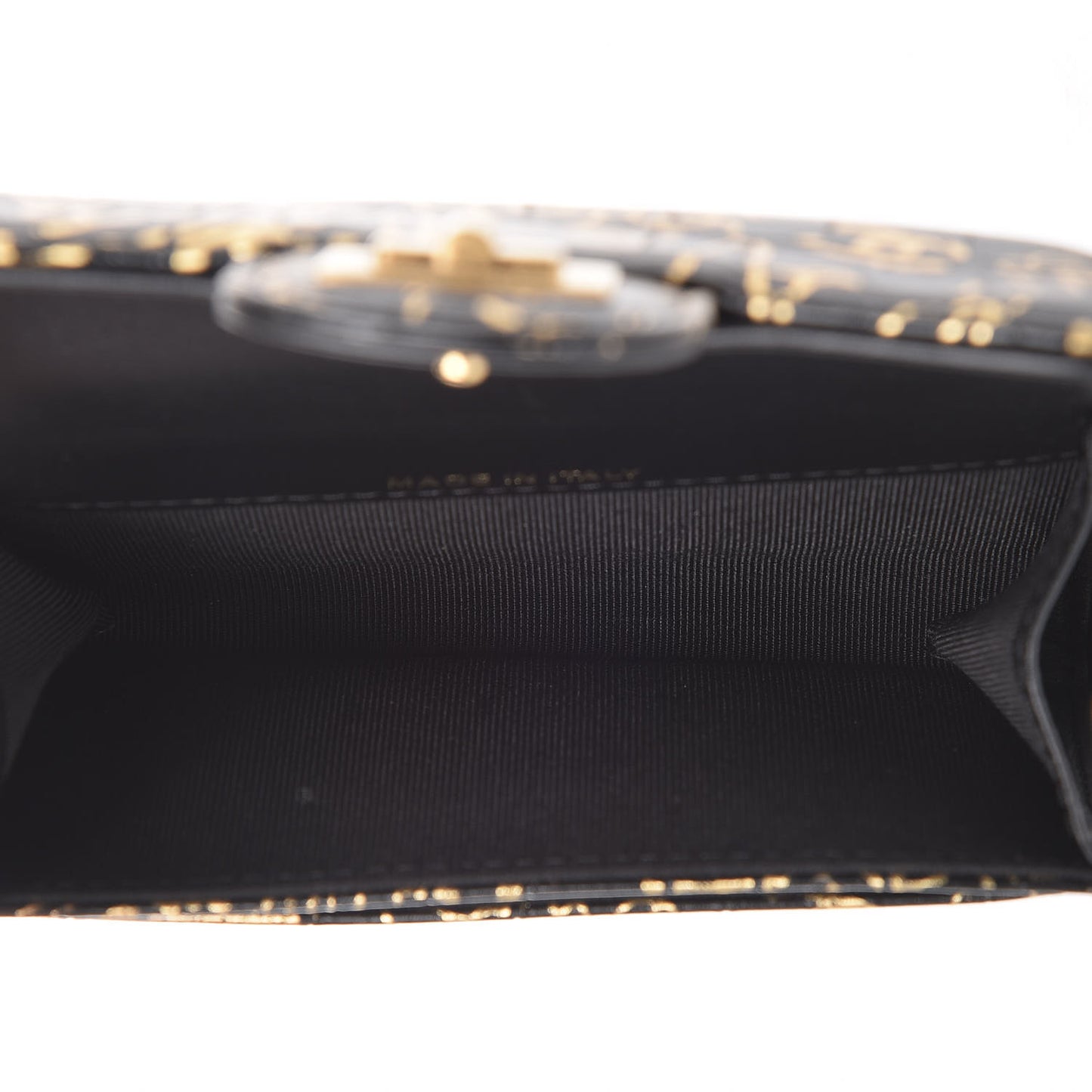 Calfskin Crocodile Embossed Graffiti 2.55 Cocodile Reissue Flap Card Holder Black Gold