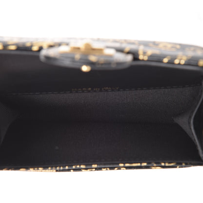 Chanel Calfskin Crocodile Embossed Graffiti 2.55 Cocodile Reissue Flap Card Holder Black Gold 5 of 12