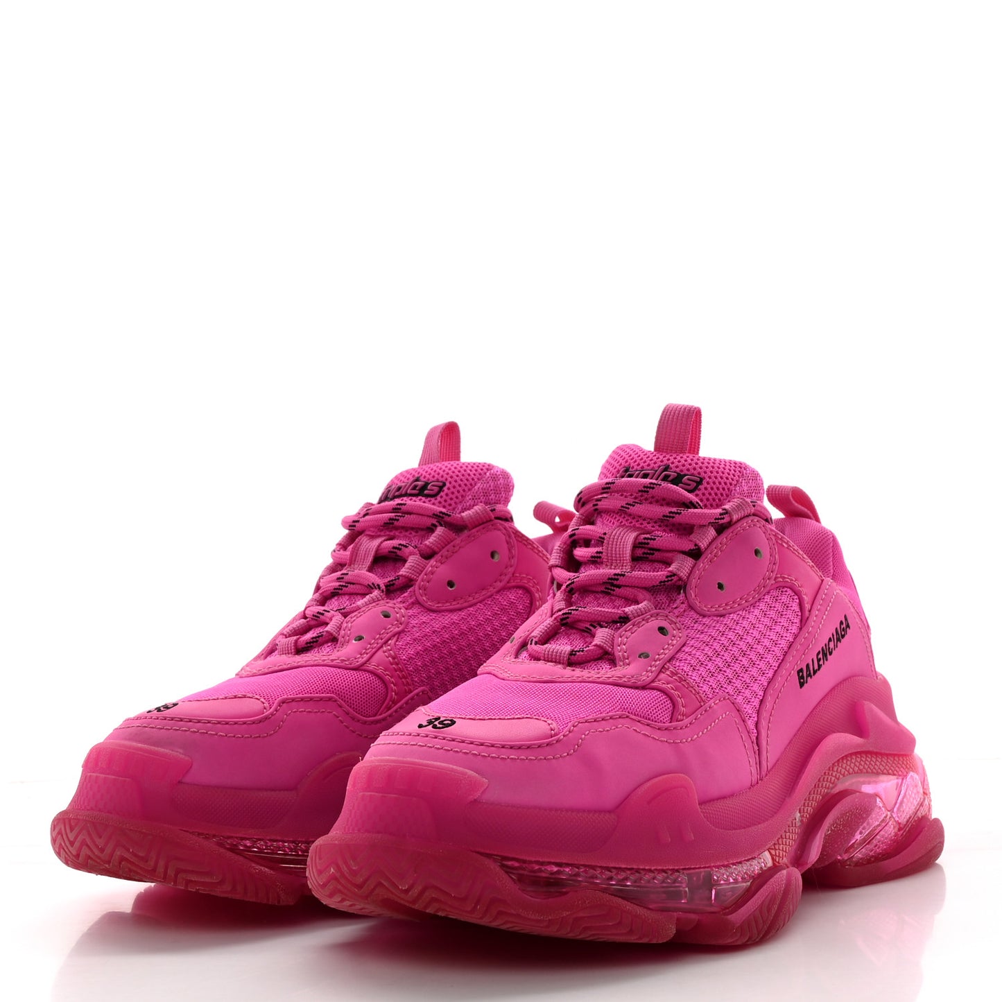 Fabric Mesh Clear Sole Fluo Womens Triple S Sneakers 39 Pink