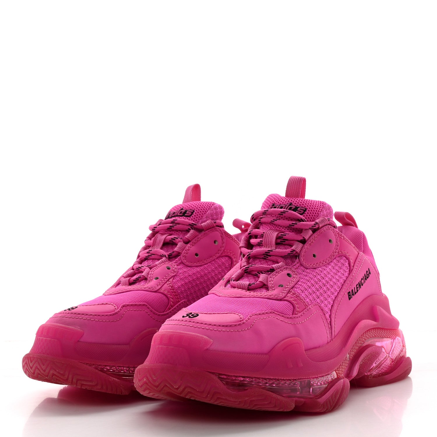 Balenciaga Fabric Mesh Clear Sole Fluo Womens Triple S Sneakers 39 Pink 3 of 12