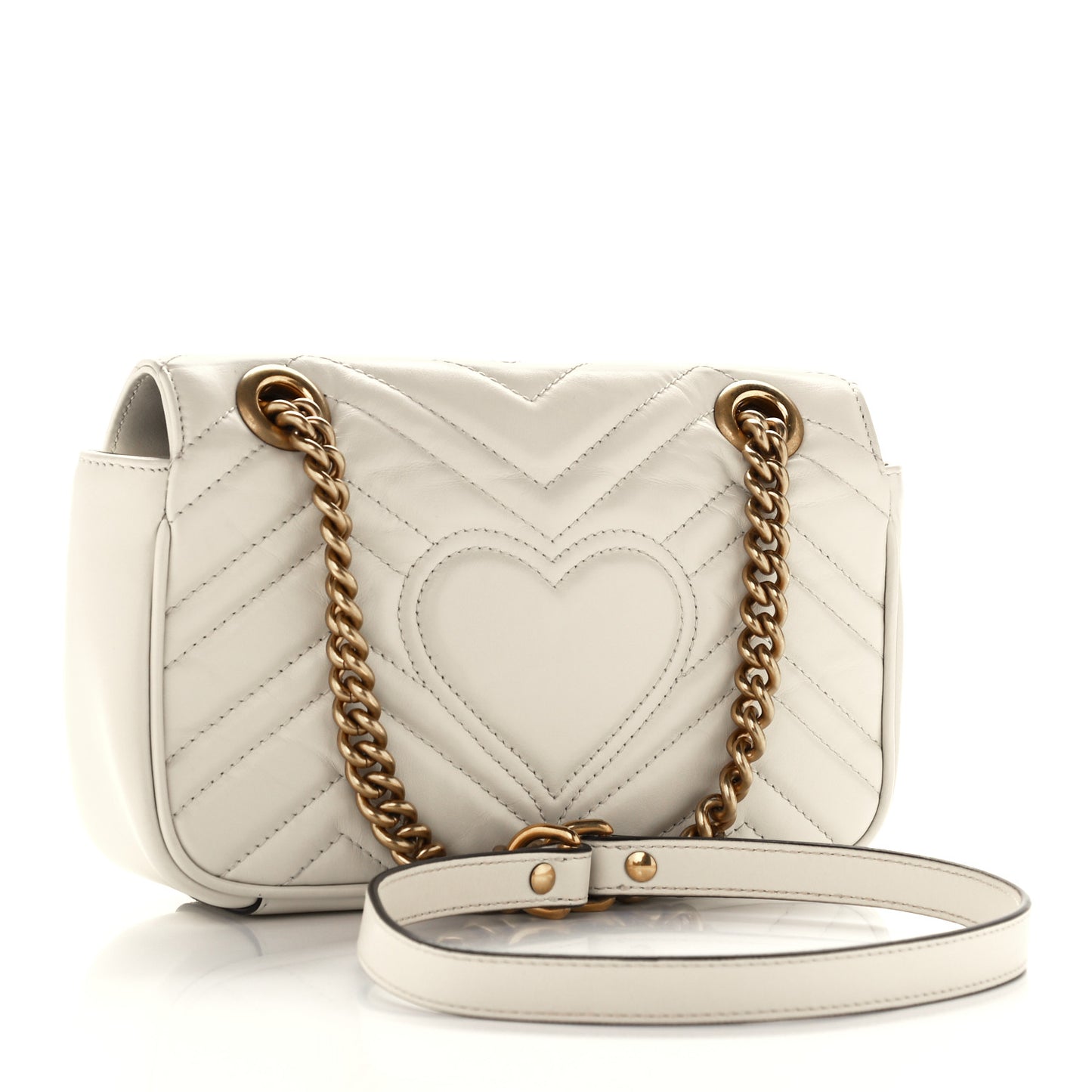 Calfskin Matelasse Mini GG Marmont Shoulder Bag White