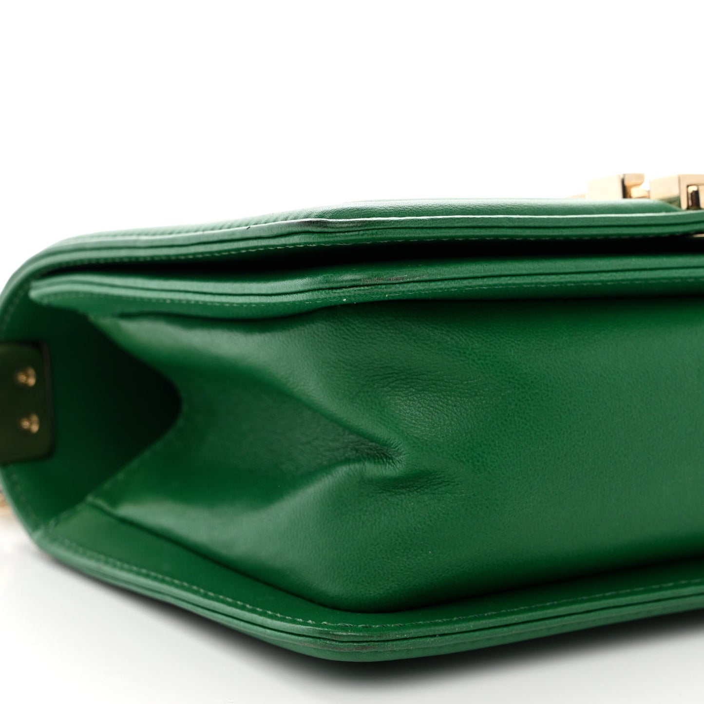 Lambskin Quilted Small Boy Flap Green