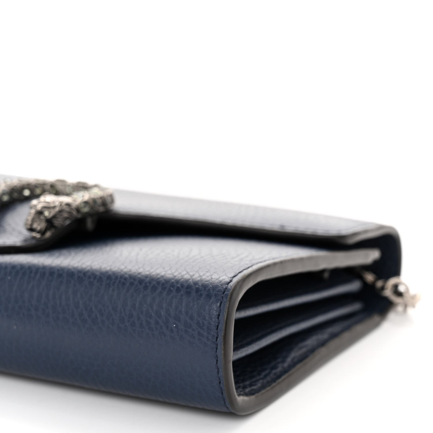 Gucci Dollar Calfskin Crystal Mini Dionysus Chain Wallet Blue Agata Black Diamond 9 of 10