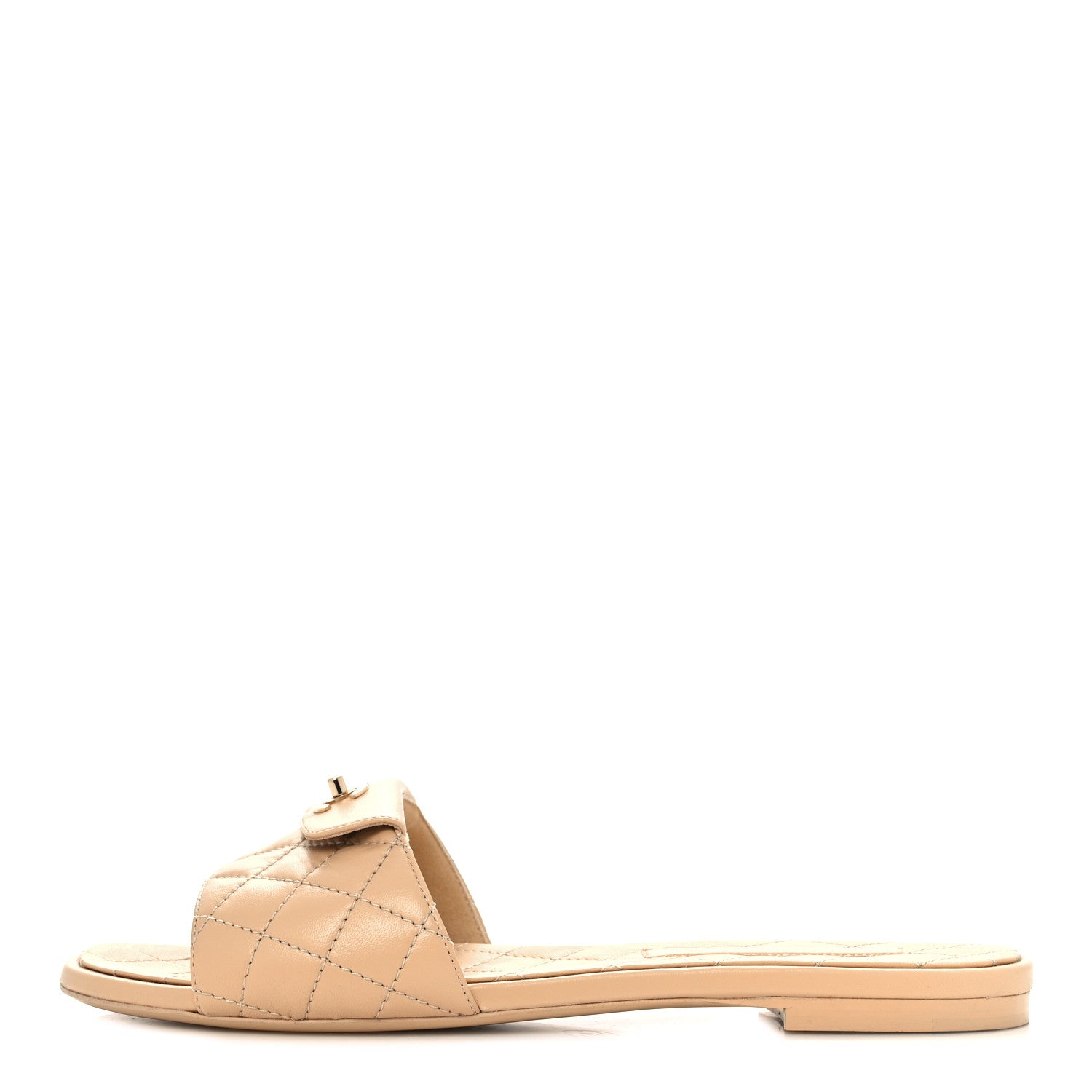 Chanel Lambskin Quilted CC Turnlock Sandals 38.5 Beige 1 of 11