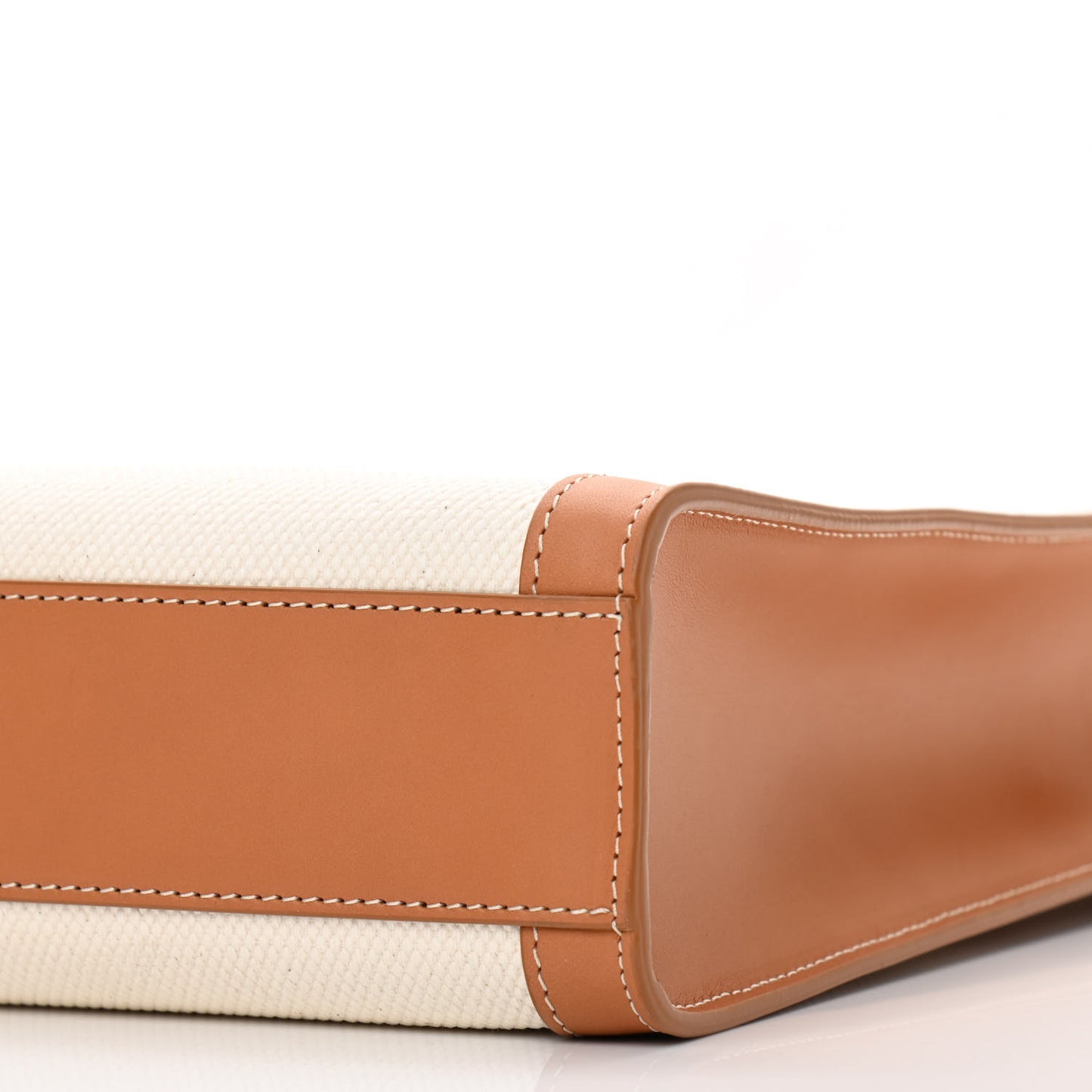 Canvas Calfskin Logo Print Small Vertical Cabas Natural Tan
