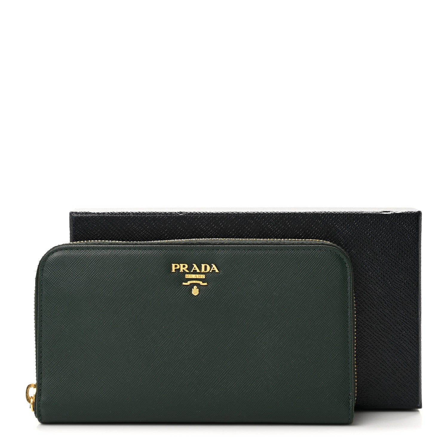 Prada Saffiano Metal Zip Around Wallet Smeraldo 11 of 11