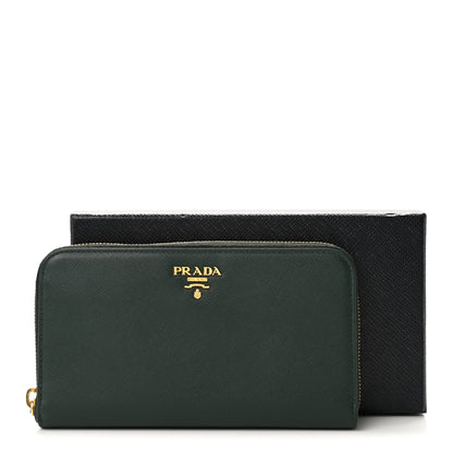 Prada Saffiano Metal Zip Around Wallet Smeraldo 11 of 11