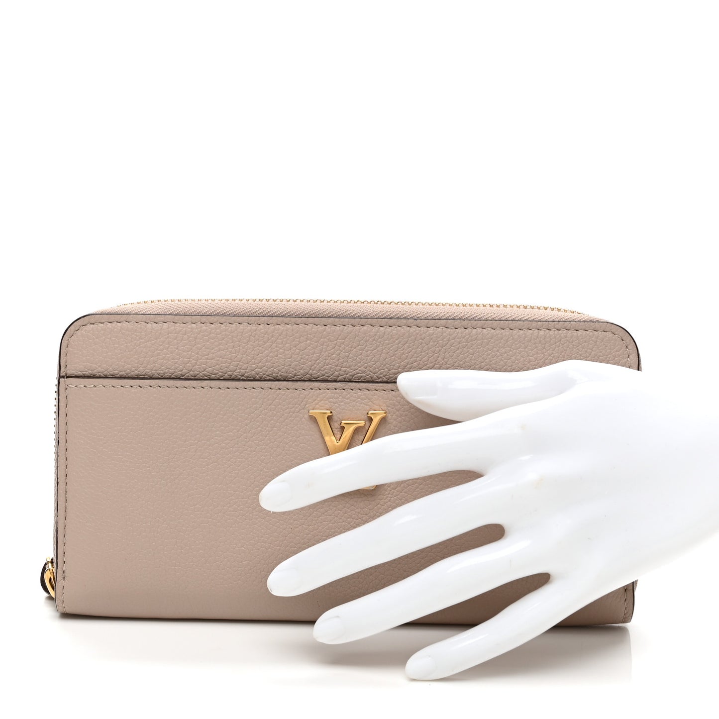 Calfskin Zippy Lockme Wallet Greige