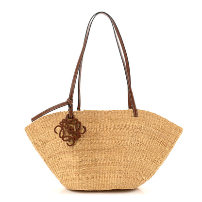 Loewe Calfskin Raffia Paulas Ibiza Small Shell Basket Tote Bag Natural Tan 1 of 9