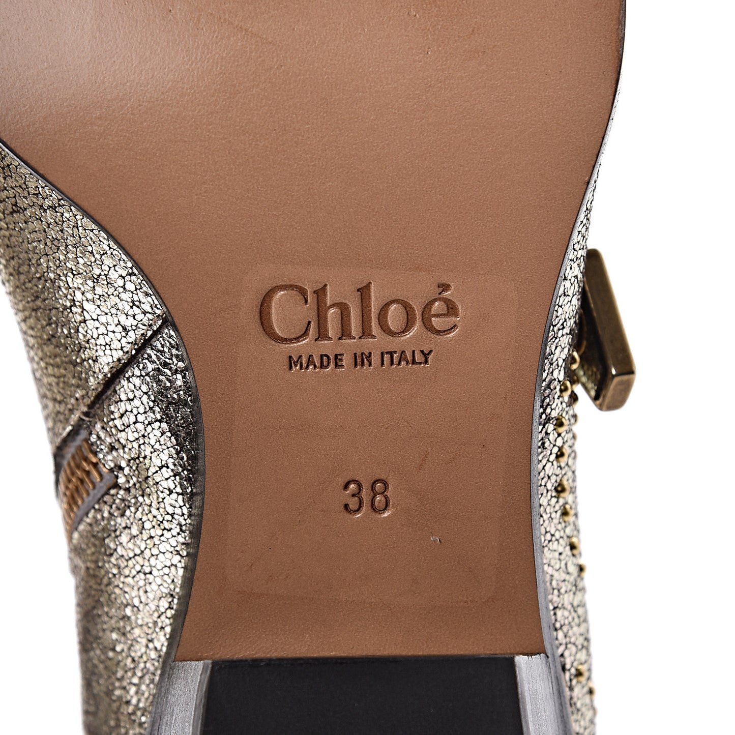 Metallic Nappa Sheepskin Studded Susanna Ankle Boots 38 Gold