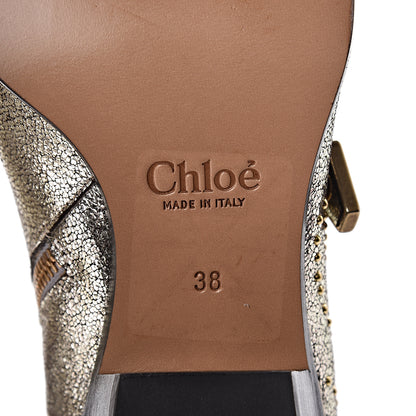 Chloe Metallic Nappa Sheepskin Studded Susanna Ankle Boots 38 Gold 6 of 8