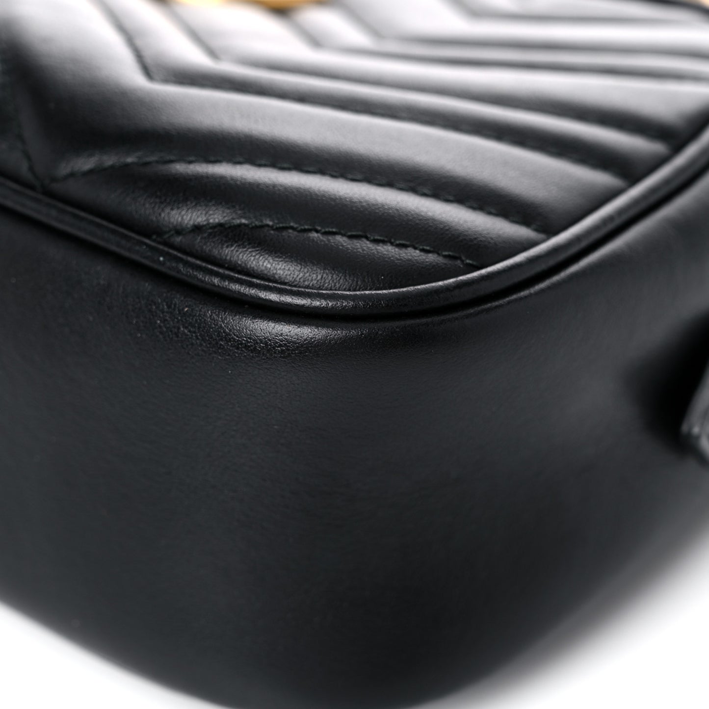 Calfskin Matelasse Small GG Marmont Chain Shoulder Bag Black