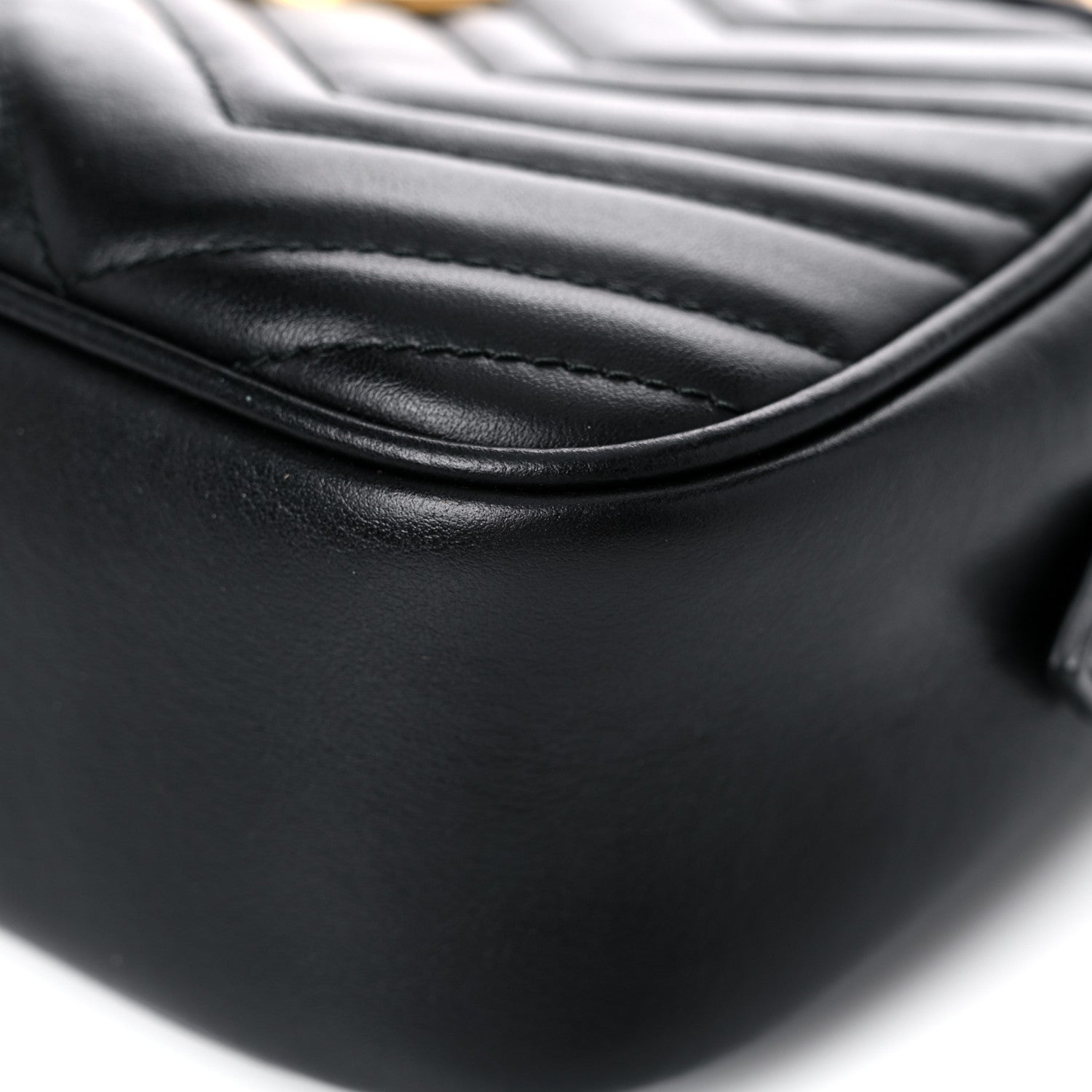 Gucci Calfskin Matelasse Small GG Marmont Chain Shoulder Bag Black 10 of 12