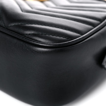 Gucci Calfskin Matelasse Small GG Marmont Chain Shoulder Bag Black 10 of 12