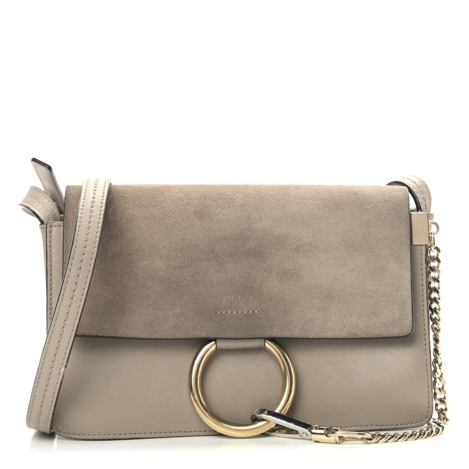 Chloe Suede Calfskin Small Faye Shoulder Bag Motty Grey 1 of 12