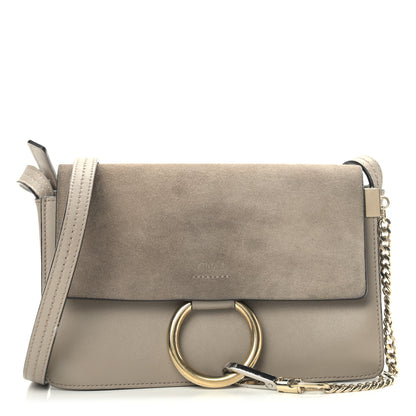Chloe Suede Calfskin Small Faye Shoulder Bag Motty Grey 1 of 12