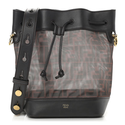 Fendi Mesh Vitello Grace F is Fendi FF 1974 Grande Mon Tresor Bucket Bag Marrone Black Ebano 1 of 13
