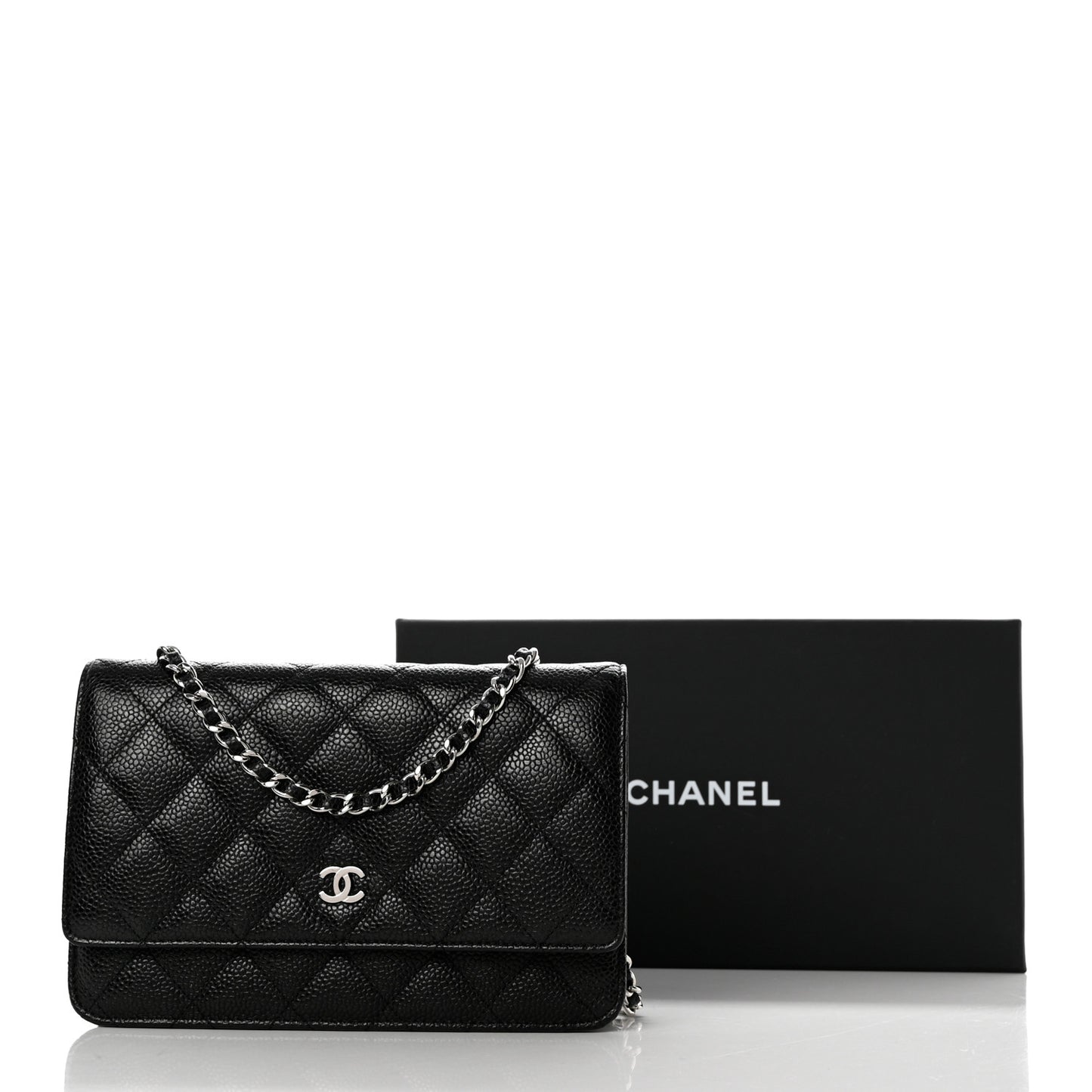 Caviar Quilted Wallet On Chain WOC Black