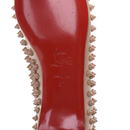 Christian Louboutin Patent Grosgrain Spikes Sonietta Flat 37 Nude 6 of 8