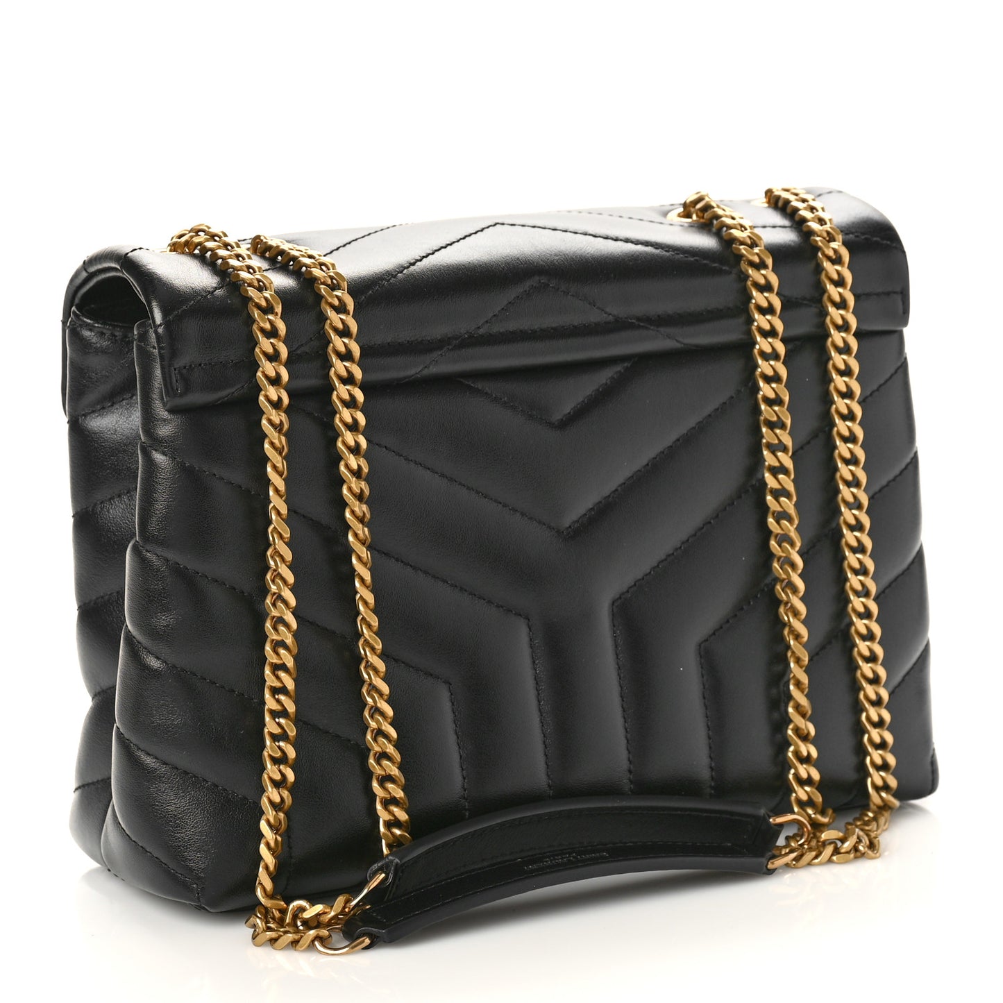 Calfskin Y Quilted Monogram Small Loulou Chain Satchel Black