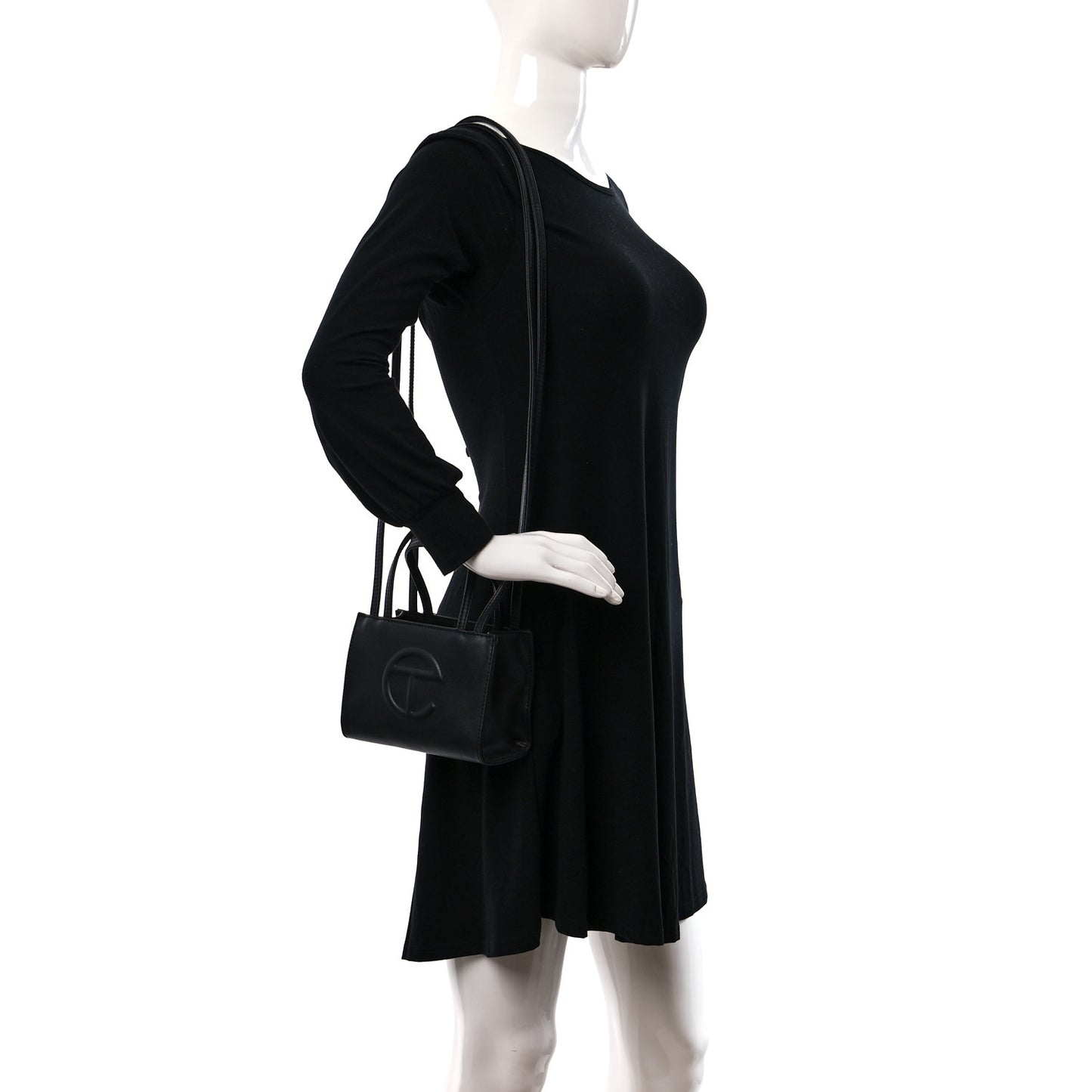 Vegan Leather Small Shopping Bag Black