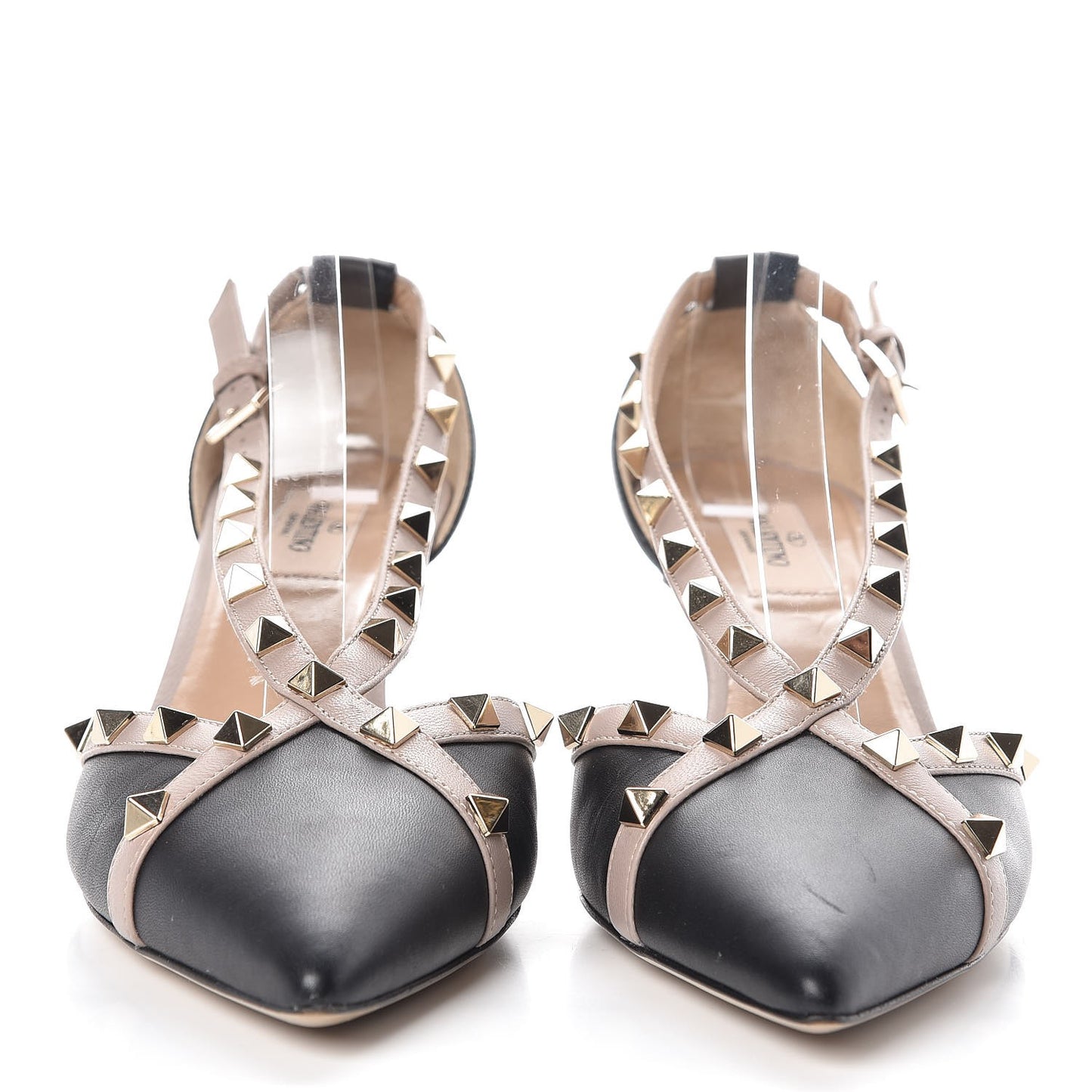Nappa Rockstud Cross Strap D'Orsay 55mm Pumps 39.5 Black Poudre