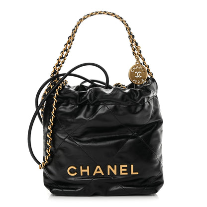 Chanel Shiny Calfskin Quilted Mini Chanel 22 Black 1 of 10