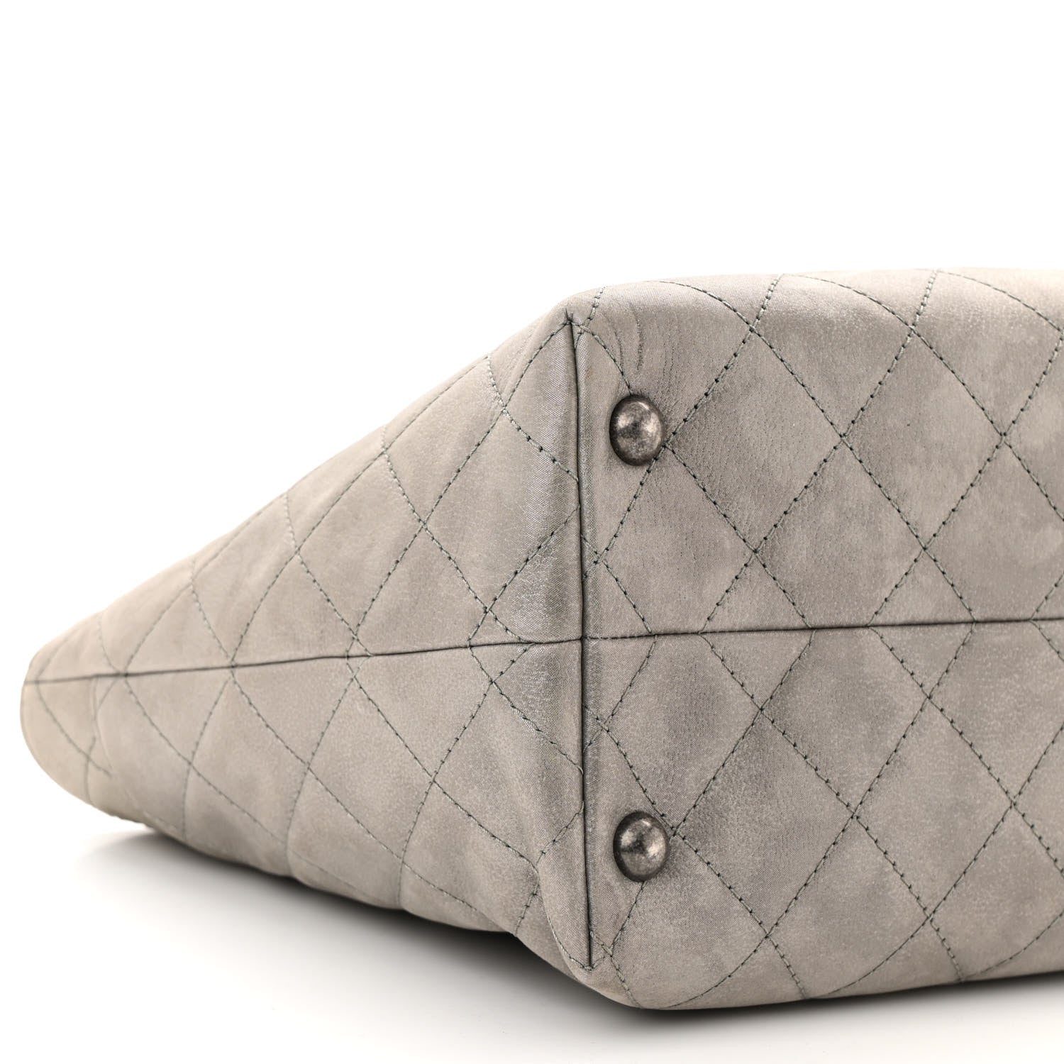 Chanel Metallic Calfskin Quilted Small Shopping In Chains Tote Silver 9 of 10