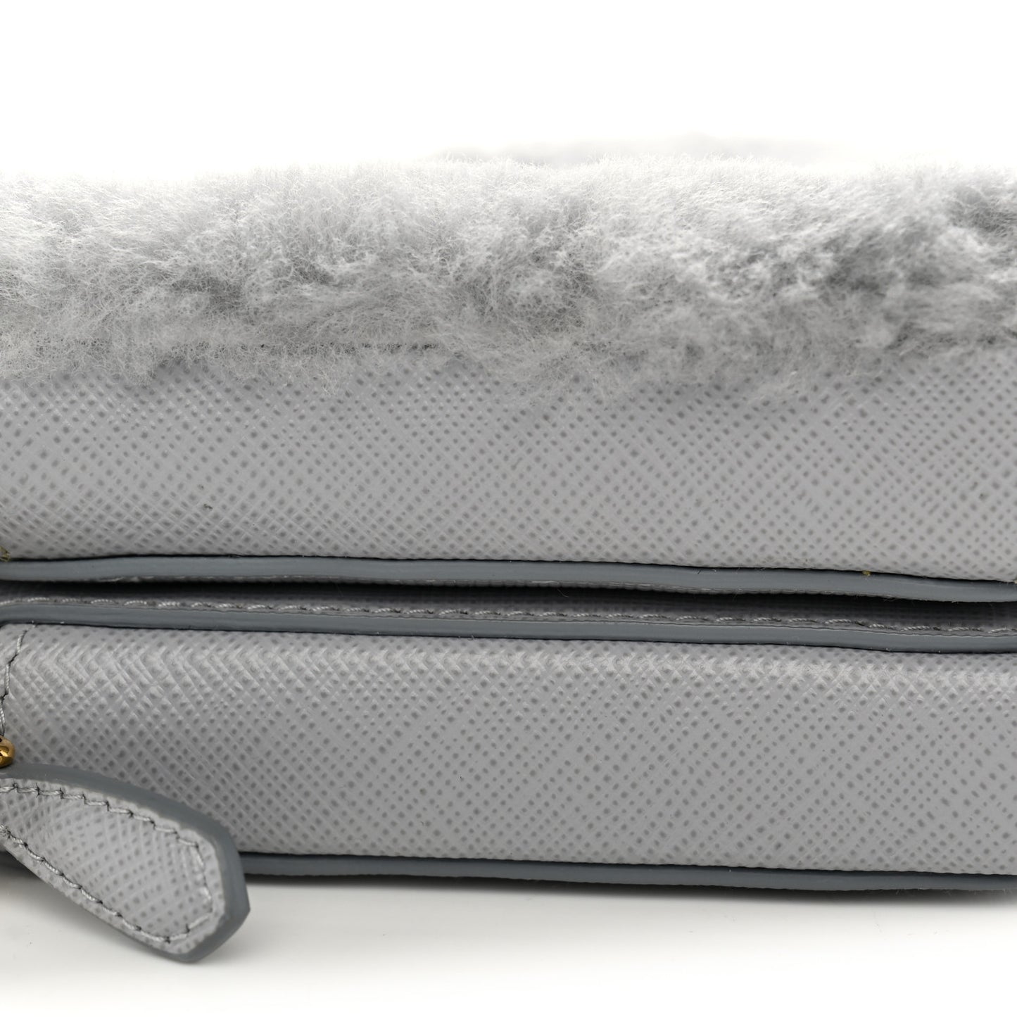 Montone Shearling Saffiano Triangle Mini Pouch Fiordaliso