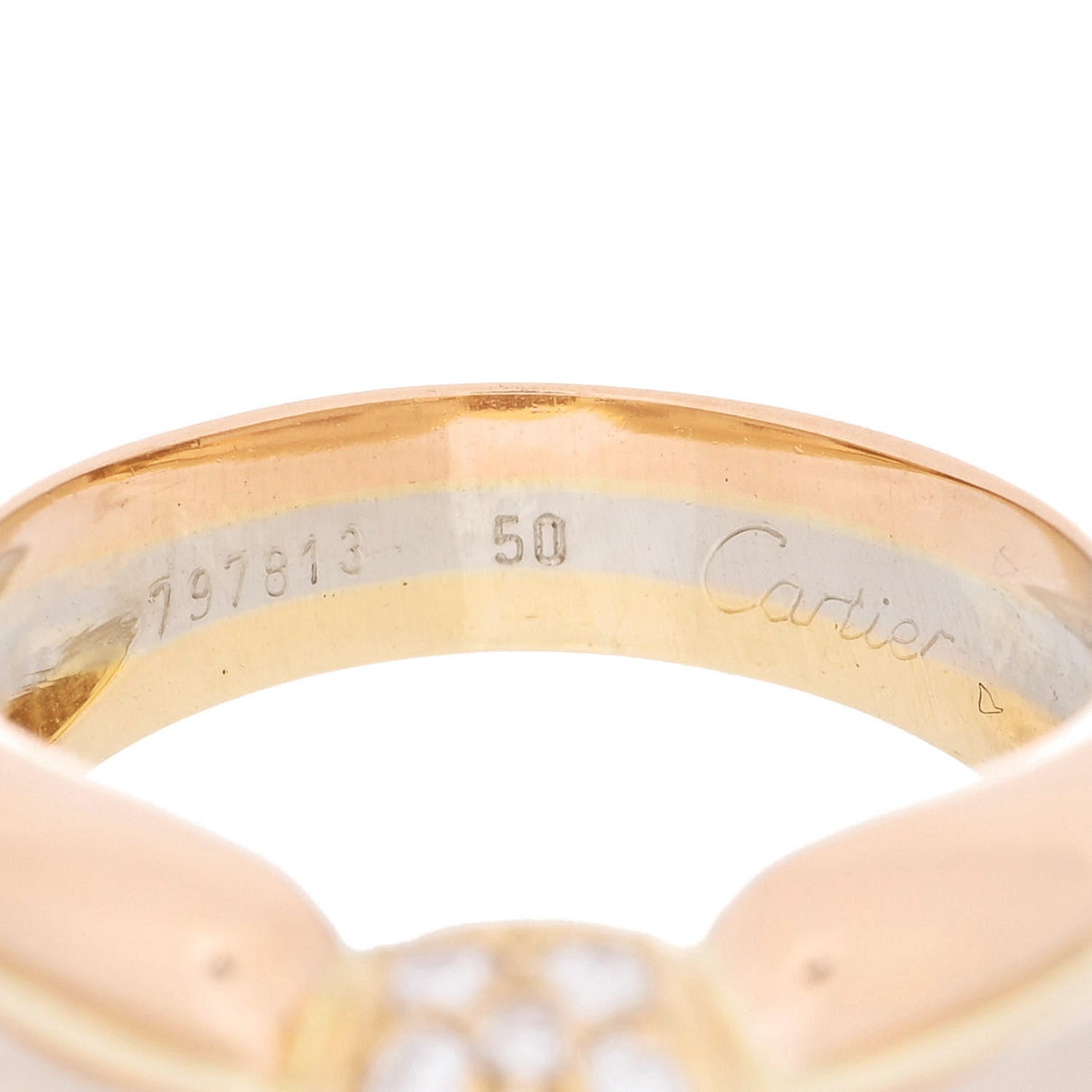 Cartier 18K Pink Yellow White Gold Diamond Ring 50 5.25 4 of 4
